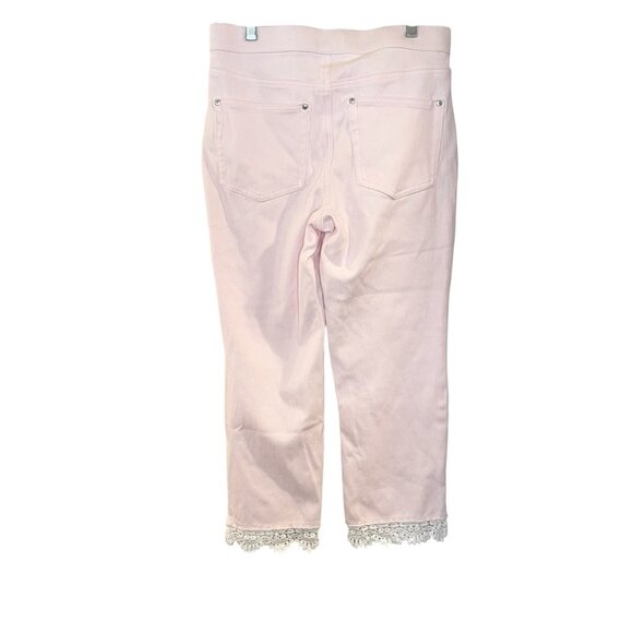 Belle by Kim Gravel Flexibelle Cropped‎ Jegging w/ Lace Trim Pink A375870 Size 2 - Picture 3 of 9